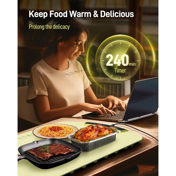 Warming Mat for Food - Electric Warming Tray with‎ 8 Temperature Settings - Picture 6 of 7